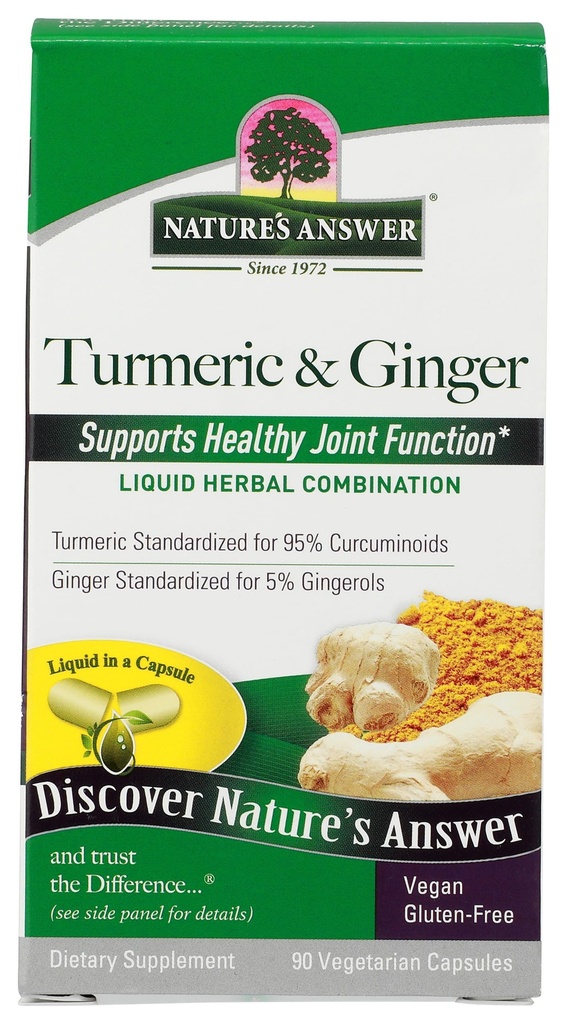 Respuesta de la naturaleza Turmeric y jengibre Capsules 90 Conde ← Apoyo Conjunto Silencioso libre de gluten Vegan