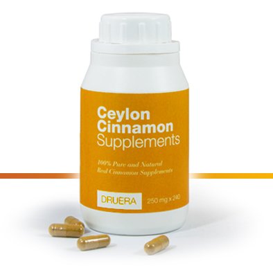 Dru Era Ceylon Cinnamon Suplementos 250mg X 240 cápsulas con 100% Alba Ceylon Cinnamon Powder " Cogido de Ceylán por DRUERA (1)