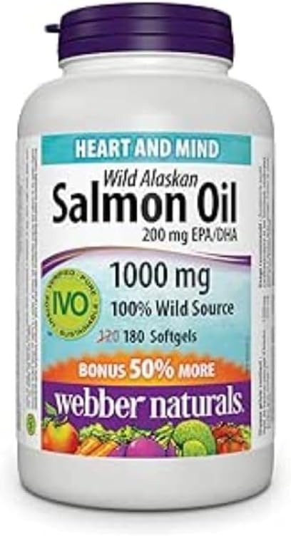 Webber Naturales Salvaje Aceite de Salmón de Alaska Softgel, 200 mg 180 Cuenta