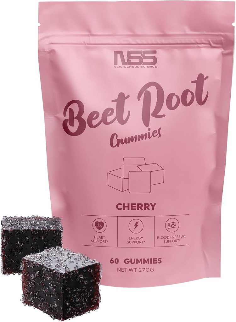Gotas de remolacha con sabor cereza, cerezas de remolacha con extracto de semilla de uva añadido - Color natural &amp; sabor - Cerdos de remolacha para entrenamiento, salud y bienestar - 60 gomas de remolacha