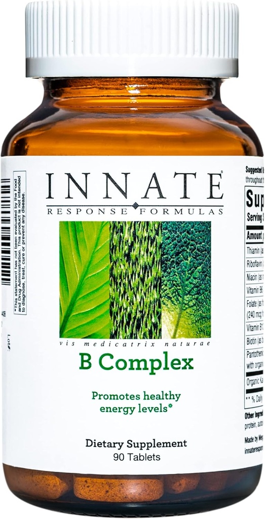 INNATE Fórmulas B Complejo - B Suplemento de Vitamina - Apoyo a la Producción Celular de Energía y Metabolismo - Vegan, Kosher, Non-GMO Proyecto verificado - Fabricado sin 9 Alérgenos Alimentarios - 90 Tabletas