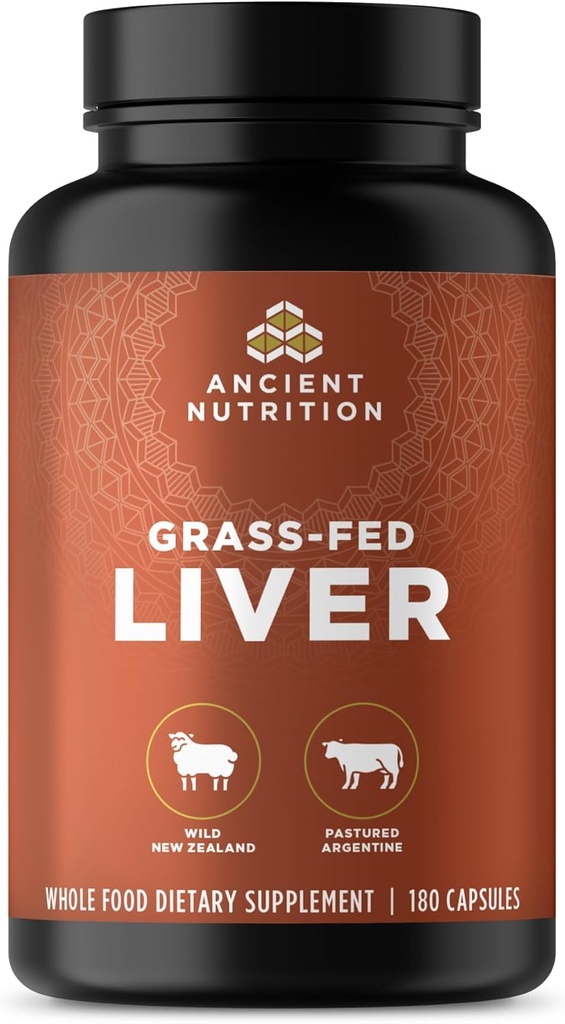 Antiguos Suplementos de Órganos Nutricionales, Grass-Fed and Wild Organ Complex Capsules, Beef & Lamb Liver, soporta Sangre Saludable, Gut y Liver, 180 Ct