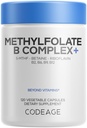 Codeage Methylfolate B Complex Supplements - 5 MTHF, Methylcobalamin 1000mcg Metillated Vitamina B12, Riboflavin, Betaine, Vitaminas B6, Methylation Cycle MTHFR - 2 Methths - 120 Capsules