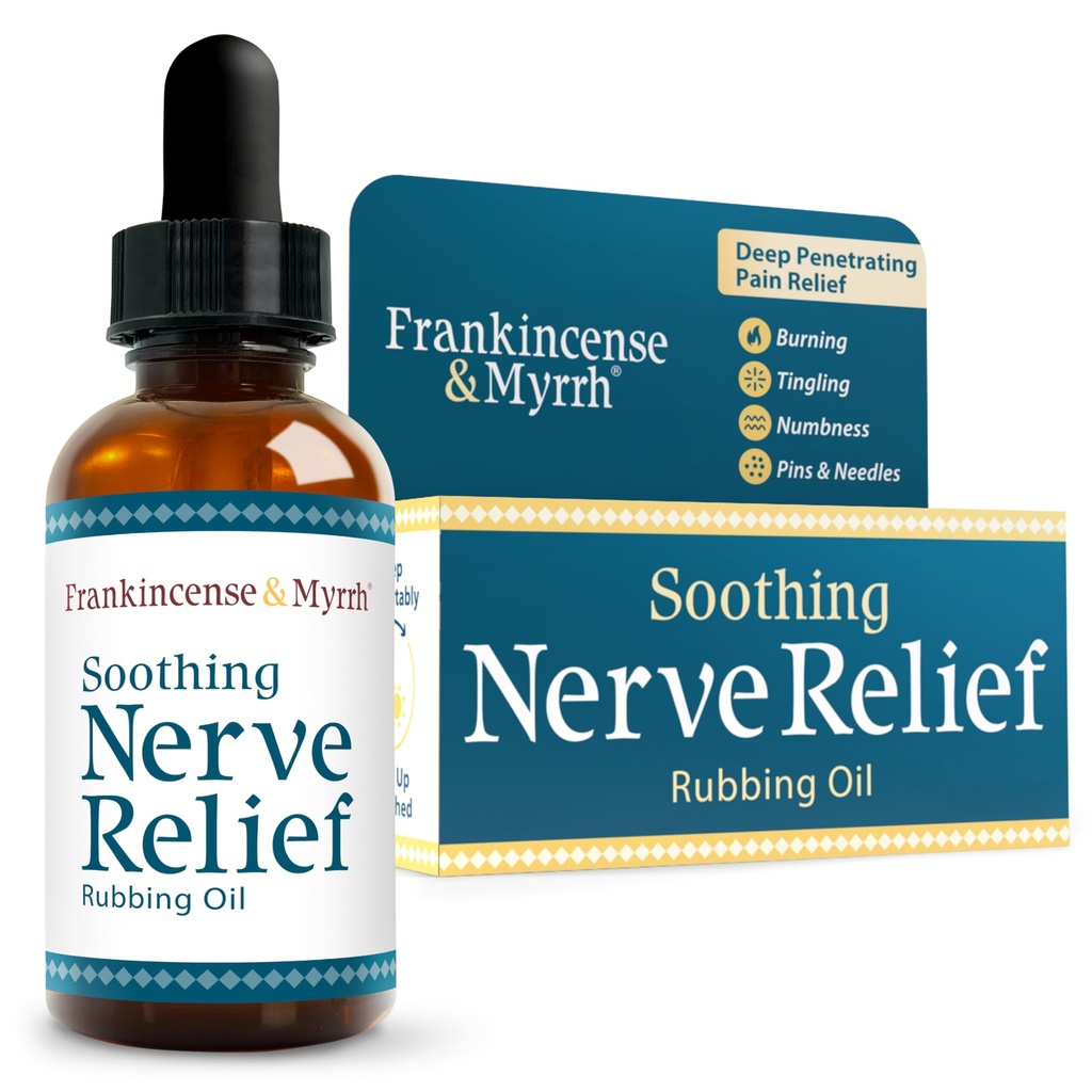 Frankincense &amp; Myrrh Soothing Nerve Relief Rubbing Oil, Neuropathy Pain Relief for Hands & Feet - with Menthol and Frankincense Essential Oils, 2 Fl. Oz. Maximum Strength for Foot