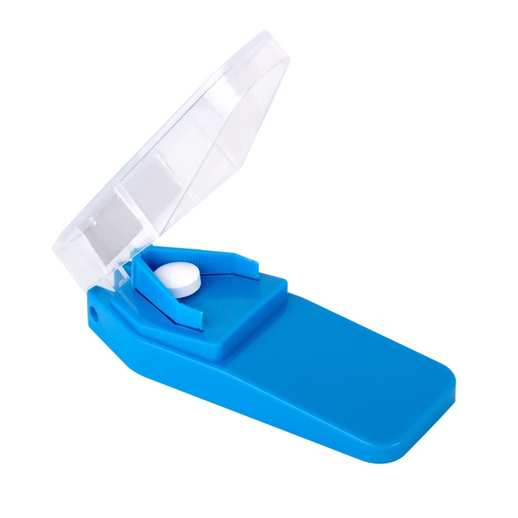 EZY DOSE Pill Cutter and Splitter, Safely Cuts Large, Small and Tiny Pills, Vitamins, Tablets in half, Accurate Easy Cutting, Stainless Steel Blade, Travel Sized, Easy to Use, Color May Vary, BPA Free