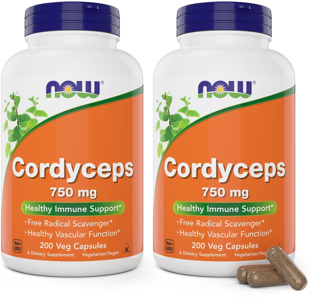 AHORA Foods Cordyceps 750mg 200 Veg Caps - Organic Cordycep Sinensis Mycelium Mushroom in Non-Organic Capsules - Vegan, Non-GMO