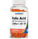 Nutricost Folic Acid (Vitamin B9) Gummies vegetarianas (120 Gummies, 1 mg de ácido fólico por ser) - Suplemento para hombres y mujeres