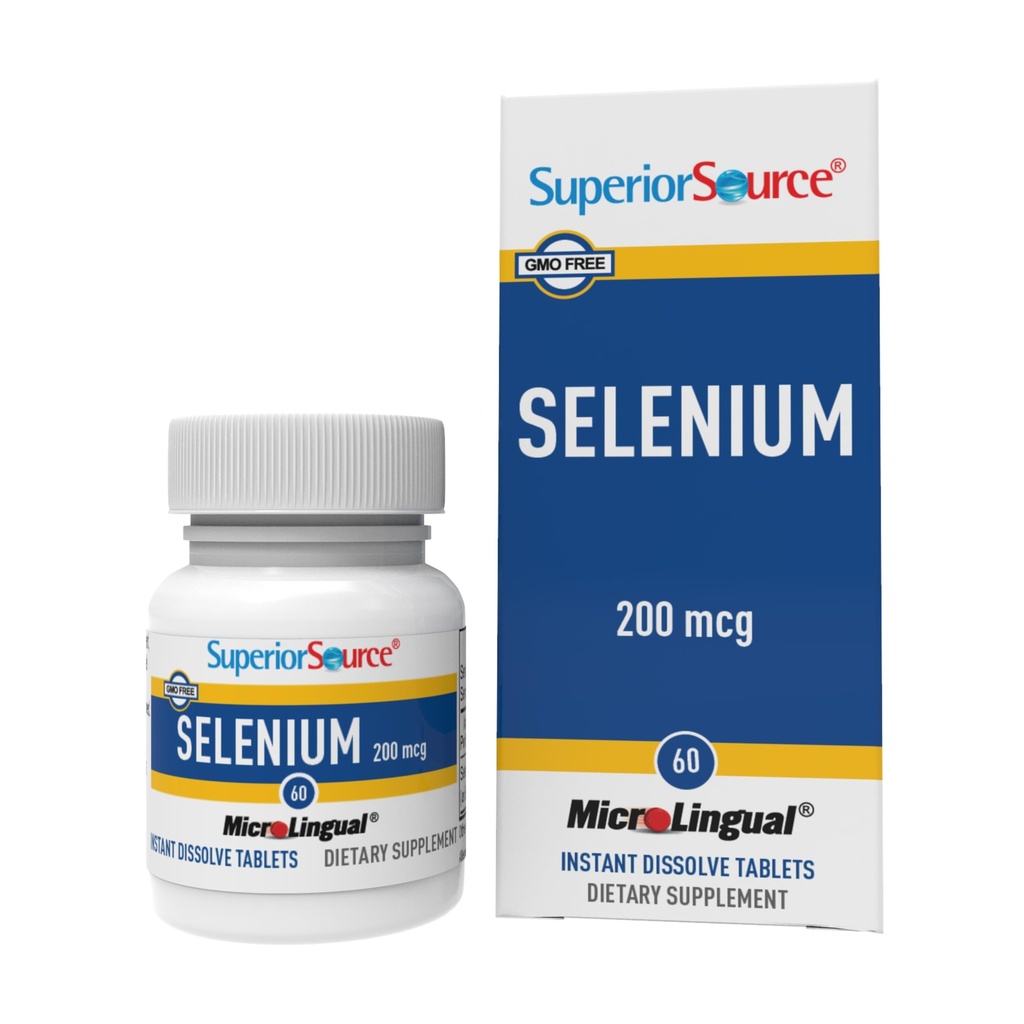 Fuente Superior Selenium 200 mcg - Apoyo a la Salud Inmune Suplemento - Tablas de Selenomethionina Ayuda Función de glándulas tiroideas - Suplementos Apoyo Reciclaje de vitamina E - 60 Tablas de disuelve instantánea