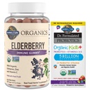 Garden of Life Organics Elderberry Gummies for Adults &amp; Kids - Immune Support Supplement " Dr. Formulated Probiotics Organic Kids+ Plus Vitamin C " D - Berry Cherry