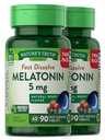 La verdad de la naturaleza Melatonin 5 mg  180 Fast Dissolve Tablets (2 X 90 Twin Pack) Silencio Natural Berry Flavor ANTE Vegetarian, Non-GMO, Gluten Free Supplement