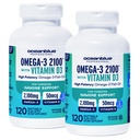 Oceanblue Professional Omega-3 2100 con vitamina D3 – 120 ct - 2pack – Triple Strength Burpless Fish Oil Suplemento con EPA de alta potencia, DHA, DPA y vitamina D3 – Wild-Caught – Orange Flavor