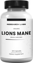 Laboratorios de investigación Suplemento de mane de leones orgánicos cápsulas, 120 cápsulas w/Patent LitropaneTM, Immune System Booster & Nootropic Brain Support Suplemento de setas. 10X Extracto comparable a 18.000 mg