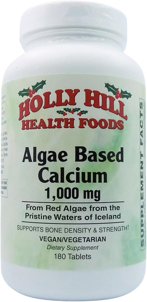 Calcio a base de algas 1000 mg, 180 Tabletas