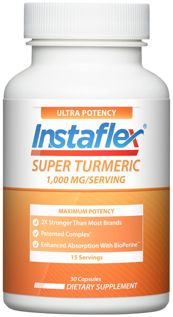 Instaflex Super Turmeric - 1000mg Curcumin Turmeric con BioPerine, Black Pepper Extract, 95% Curcuminoides, 30 Conde