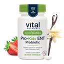 Hyperbiotics Vital Nutrients Pro Kids Probiotic ENT Toddler Probiotics for Kids Ear, Nose and Throat TEN Targeted Immune and Digestive Health TEN Strawberry-Vanilla 45 Sugar-Free Chewable Tablets