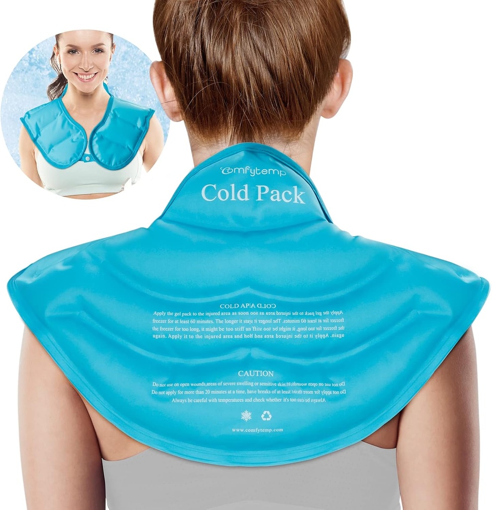 Comfytemp Ice Pack para Neck Hombros Alivio de Dolor, Resuable Grande Gel Hoja de enfriamiento para la espalda superior, Compresa fría Terapia física para lesiones cervicales, Hombre Mujeres Regalo