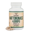 Nattokinase Suplemento 4,000 FU Servimientos, 120 Capsules (Derivado de Natto japonés) Enzimas sistémicos para soporte cardiovascular y circulatorio por madera doble