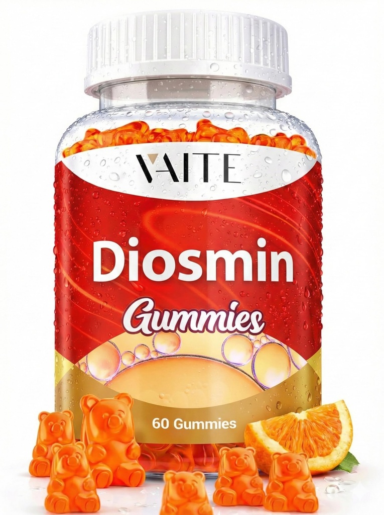 VAITE Diosmin 1000mg - Suplementos de soporte para Veinas de Varicose - Suplemento de salud Legislativo Fórmula Optimizador Venoso, Citrus Bioflavonoids, Ayuda a Circulación para Legislaciones, Chews Gummy, 60 Gummies Vegan