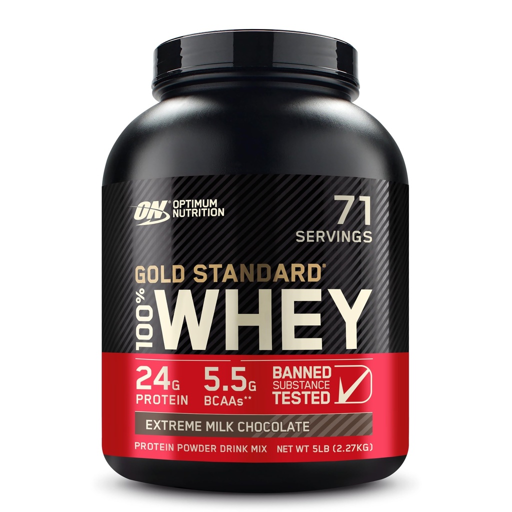 Optimum Nutrition Gold Standard 100% Whey Protein Powder, Extreme Milk Chocolate, 5 libras (Packaging May Vary)