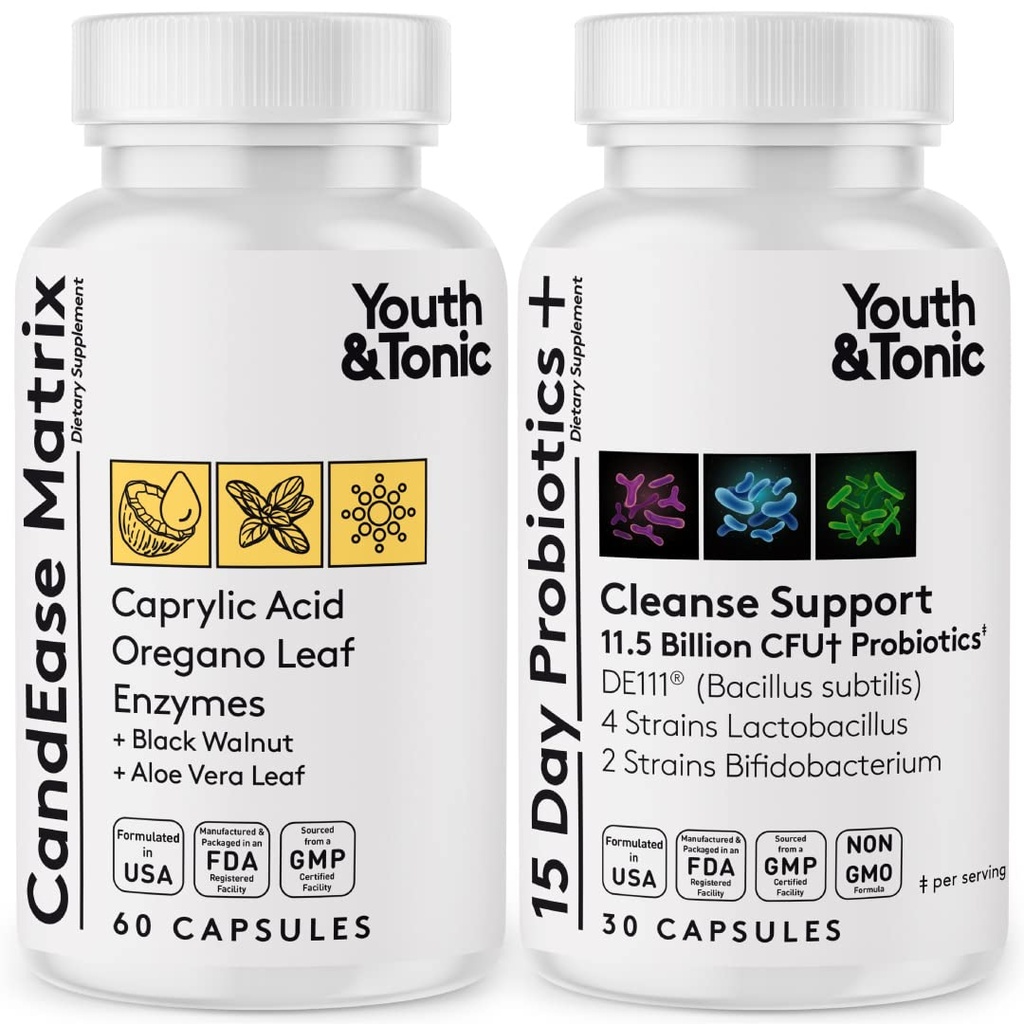 Jóvenes " Tonic Oregano " Acid Gut Health Supplement with Probiotics " Herbs for Gut Flora Balance, Digestive " Intestinal Health and Immune Support – 90 Capsules