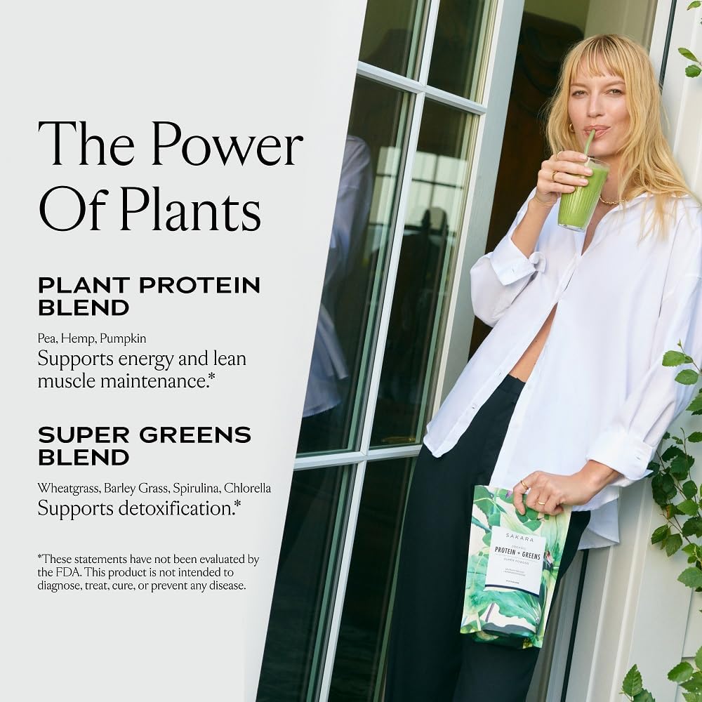 SAKARA Super Powder Bundle - Proteína + Verdes Orgánica Proteína Polvo, Metabolismo Super Polvo, " Prebiótico Fiber Powder