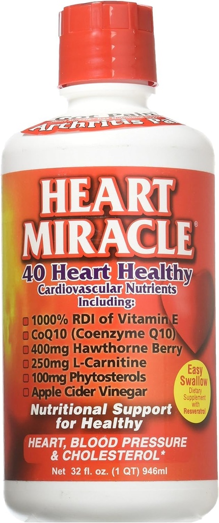Sistemas del siglo - Milagro del corazón, Suplemento nutricional para presión arterial, colesterol y soporte cardiovascular, 32 onzas líquido, 16-32