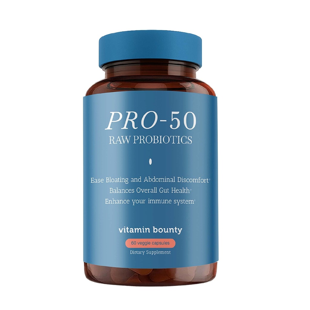 Vitamina Bounty Pro-50 Probióticos 50 Billones CFU para Hombres de Mujeres - 13 Multi Strain Probiótico + Prebiótico - Suplementos de Salud Digestivos para Gut Health Support - Delayed Release Capsules for Men &amp; Women