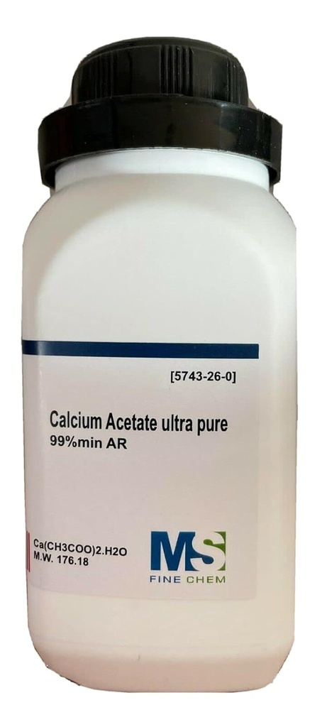 Acetato de calcio, ultra puro, 99% min. 100 gramos