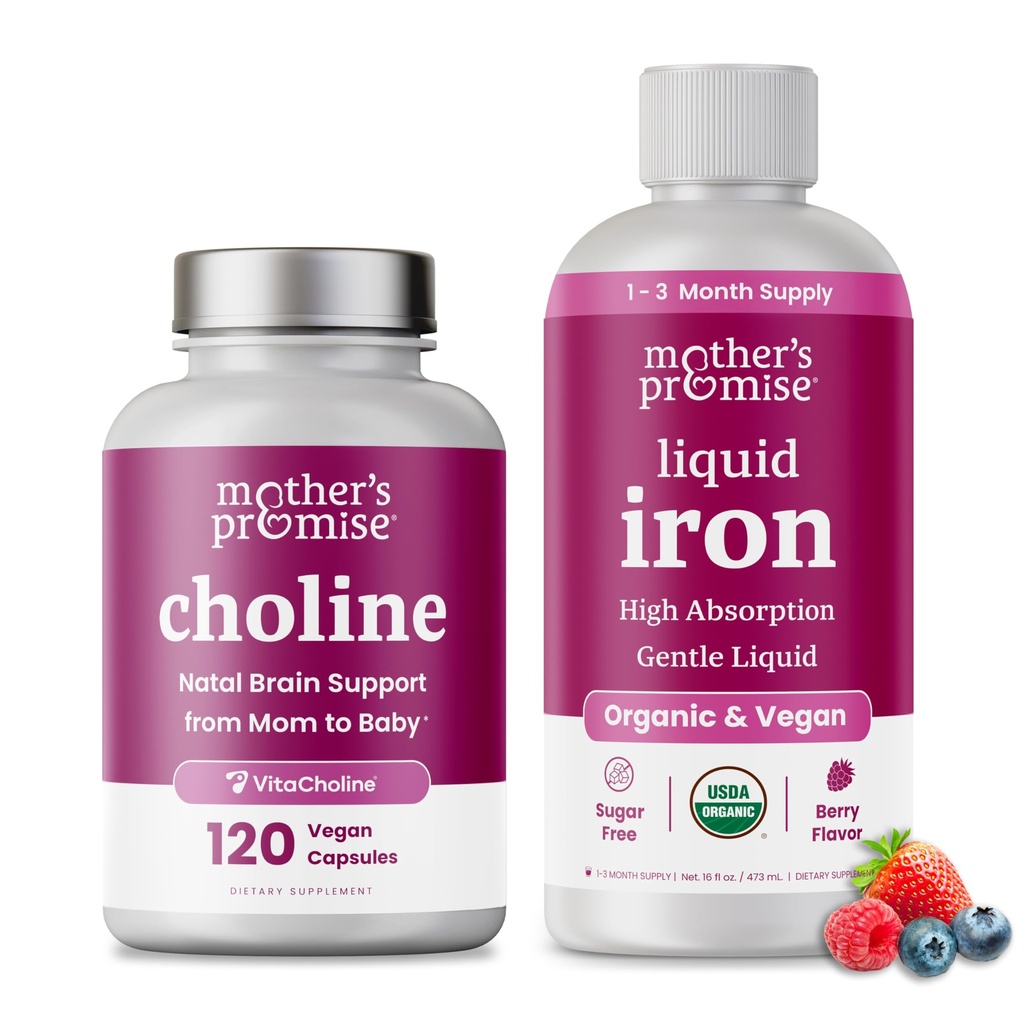 La promesa de la madre Hierro líquido " Choline Capsules Bundle