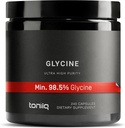 Toniiq 1300mg Glycine Suplementos - 4 Month Supply - Min. 98,5%+ Probada pureza - Ultra High Strength and Bioavailable Glycine Powder Supplement - 240 Vegetarian Glycine Capsules - 120 Servings