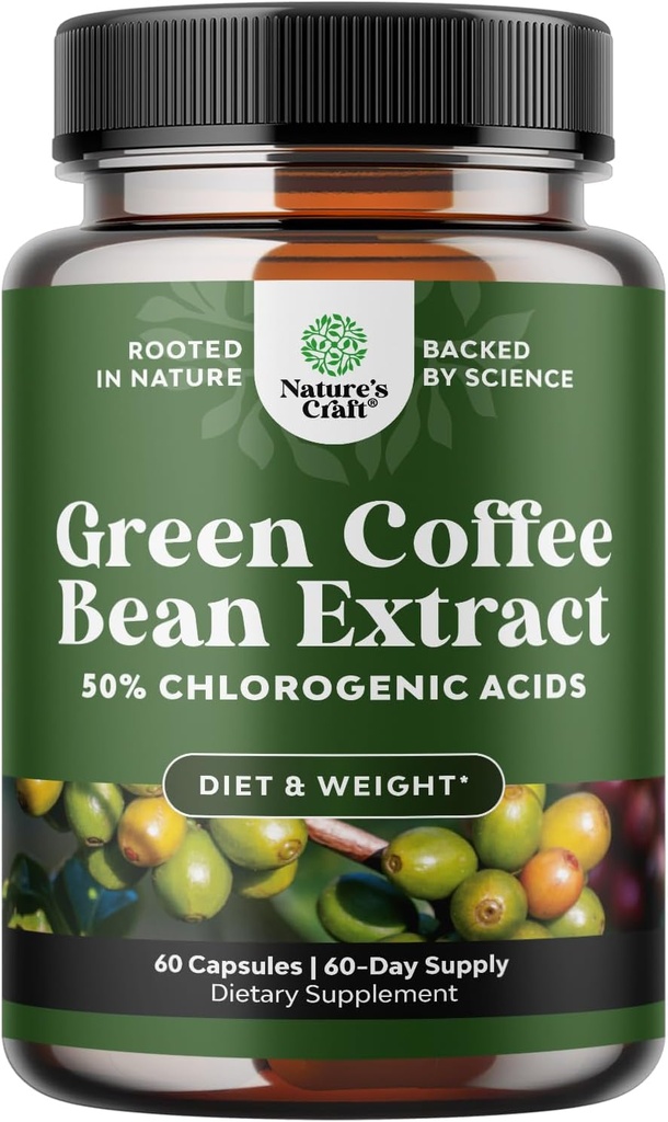 Extracto de grano de café verde para la pérdida de peso Suplemento dietético Maximum Strength Vitamins No. 1 Antioxidante Aumentar la energía El metabolismo más alto control hambre para mujeres y hombres