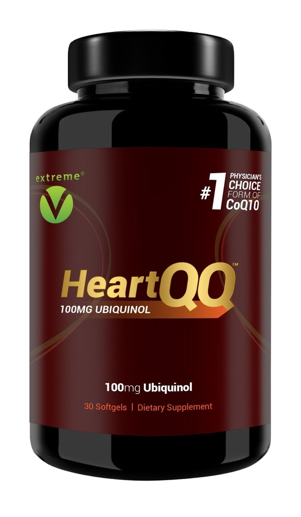 HeartQQ HIGH Absorption Ubiquinol (QH), Active CoQ10 300% Greater Absorption, 1 Recommended Form of CoQ10. 100mg of Ubiquinol (Vegetarian Softgels)