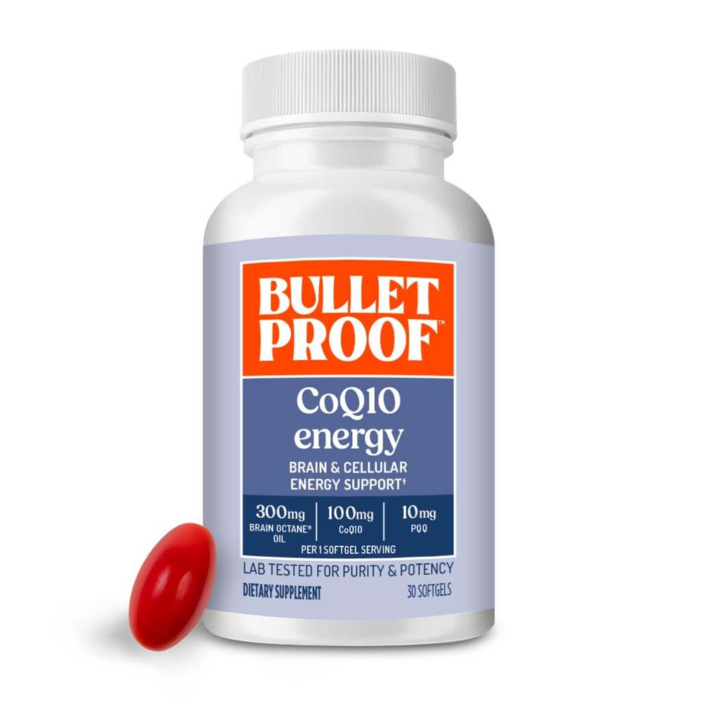 Bulletproof CoQ10 Energy Softgel, 30 Cuenta, Suplemento de Poder Su Cerebro &amp; Cuerpo