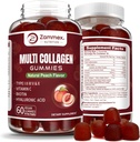 Zammex Multi Collagen Peptides Gummies (Type 1, 2, 3, 5 & 10), 30 Servings, Anti-Aging Collagen Gummy Supplements for Women Pulmen with Biotin Vitamin C, Hyaluronic Acid, Peach Flavor