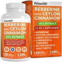 21-in-1 Suplemento de bereberina con canela de Ceylán con cromo, melón de bitter y té verde y extracto de pimiento negro 5X para energía y metabolismo Apoyo con 5279 mg (120 ct, paquete de 1)