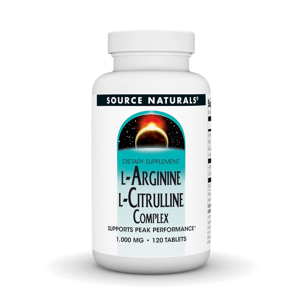 Fuente Naturales L-Arginina L-Citrulline Complejo, 120 Tabletas, 1000 mg