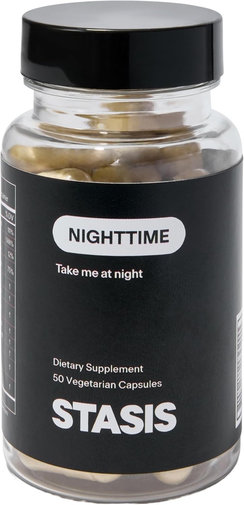 Estasis Noche - Calma & Capsules de sueño para emparejar con su estimulante - Skullcap, Magnolia Bark, Magnesio para el sueño & Astaxanthin Suplementos para la relajación & soporte de humor (25 Servimientos)