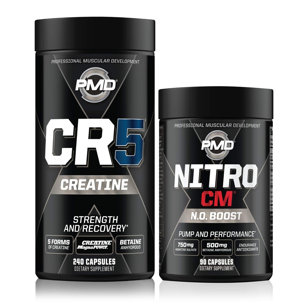 PMD Sports CR5 Complejo de crema profesional (240 cápsulas) Deportes Nitro CM Nitric Oxide (90 cápsulas)