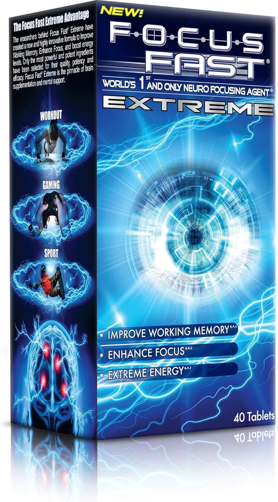 Focus Fast Extreme Suplemento Nootropic. Mejorar la memoria de trabajo, aumentar el foco y aumentar la energía en tan poco como 1 hora! Una pila de cerebro para promover la alerta y la cognición