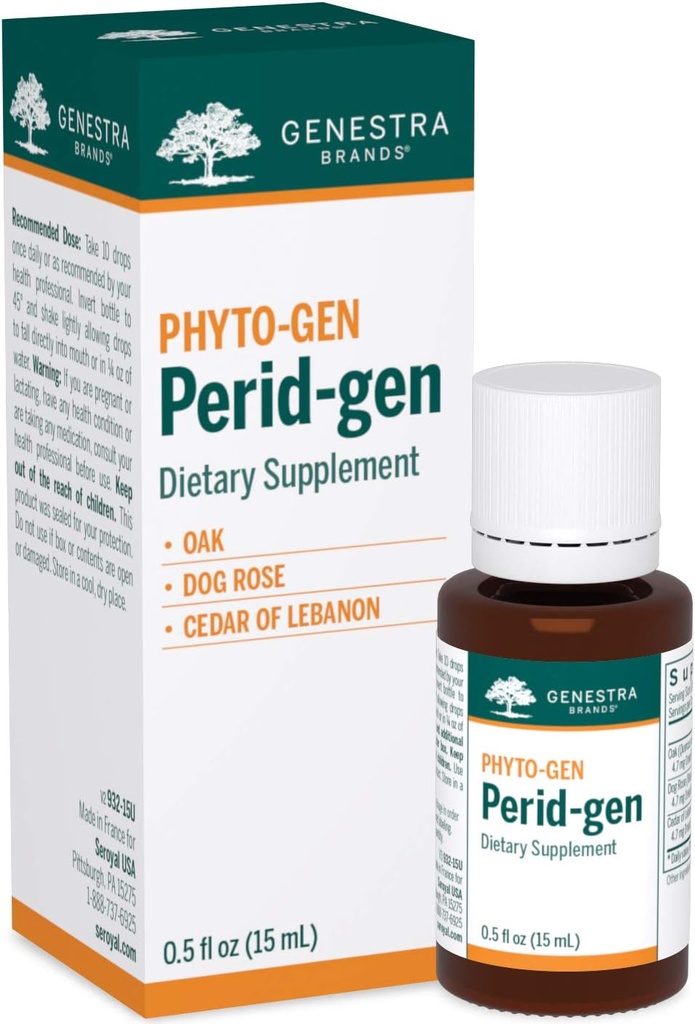 Genestra Brands Perid-gen tención Oak, Dog Rose, y Cedar del Líbano Herbal Suplemento tención 0.5 fl. oz.