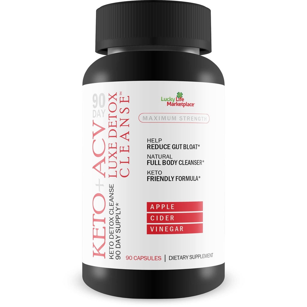 90 días Keto + Acv Luxe Detox Cleanse - Psyllium Keto Detox Cleanse 90 Day Supply - Ayuda reducir el brillo de Gut &amp; Belly Size - Full Body Cleanser - Premium Keto Acv Luxe Cleanse Keto Lux