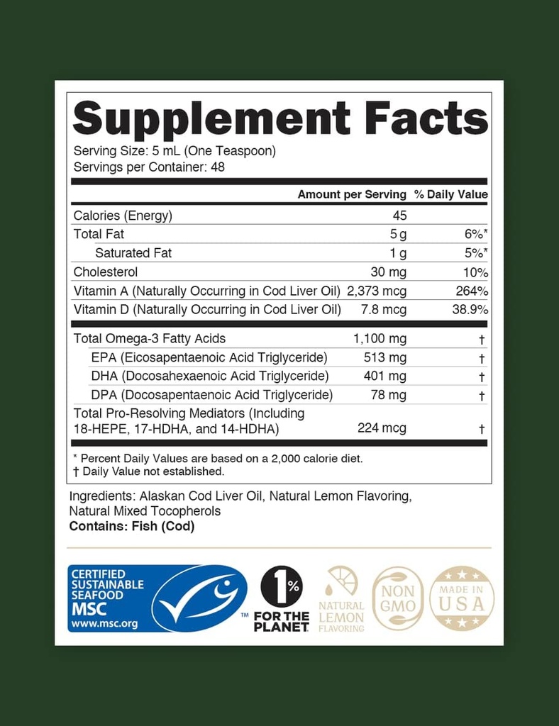 STEWARD - Wild-Caught Alaskan Liquid Cod Liver Oil 8 oz.