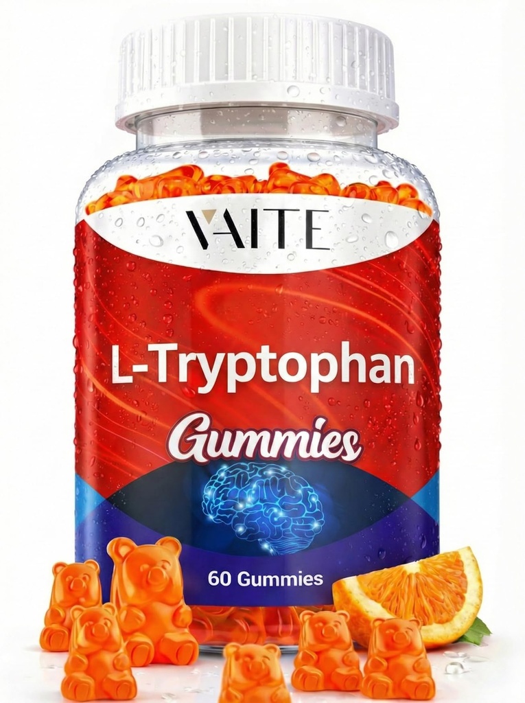 VAITE L Tryptophan 1000mg Gummies – Chewable Supplement for Positive Outlook, Calm Support & Inner Balance, 60 Vegan Gummy to Promote Restful Nights, Support Mental Focus & Encourage Peaceful Sleep