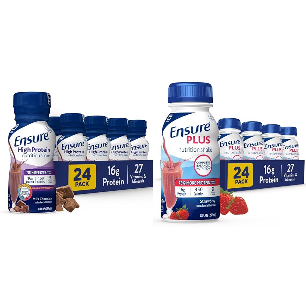 Agitar la nutrición de leche de alta proteína con fibra, 24 Pack &amp; Plus Fresa Nutrición Shake, Meal Replacement Shake, 24 Pack