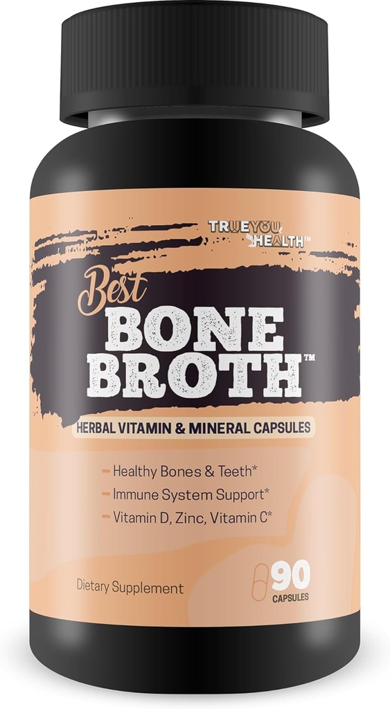 Las mejores capas de bonificación - Bone Health & Immunity Supplement - Bone Broth Powder Alternative Capsules - Suplementos de salud ósea Mujeres mayores de 50 " Suplementos de salud ósea para hombres - Salud de los huesos de vitamina D