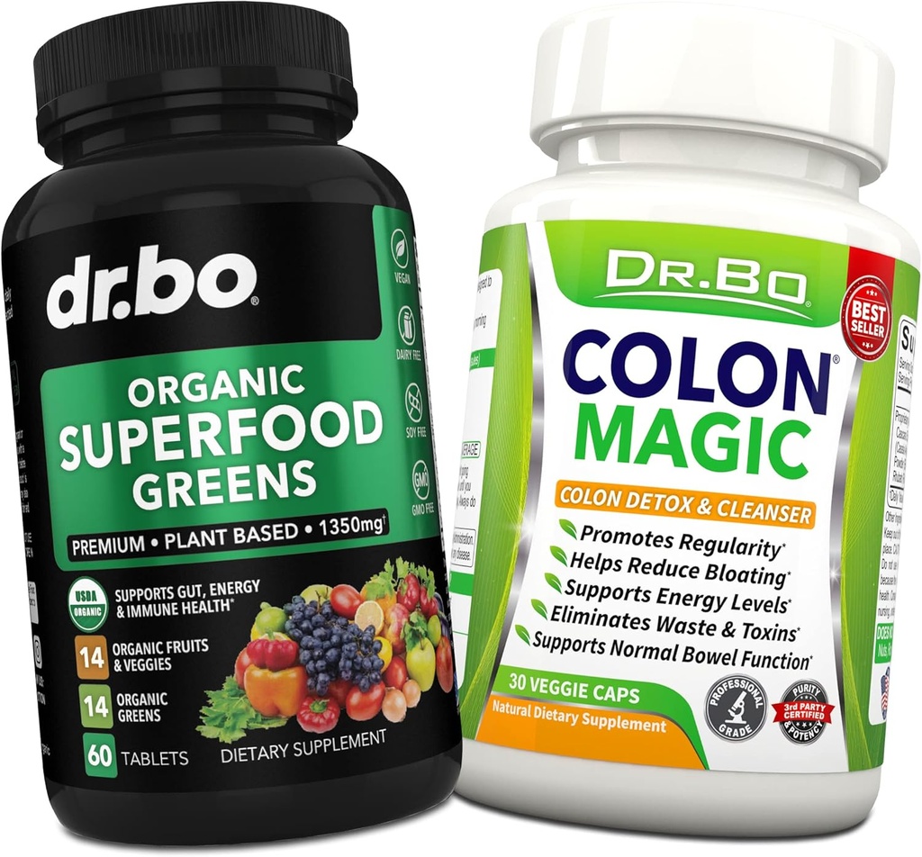 Ecológico Superfood Greens & Fruit Supplements - Colon Cleanse Detox Formula for Intestinal Bloating - Green Veggie Powder Blend Vegetable Foods & Constipation Suplemento Gut, Belly, Stomach