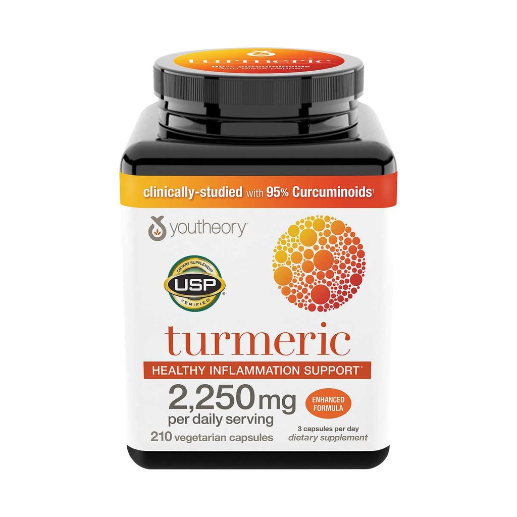 Juvenil Turmeric Apoyo a la Inflamación Saludable, Fórmula Mejorada (2250 mg por servicio diario) 210 Conde (Pack of 1)