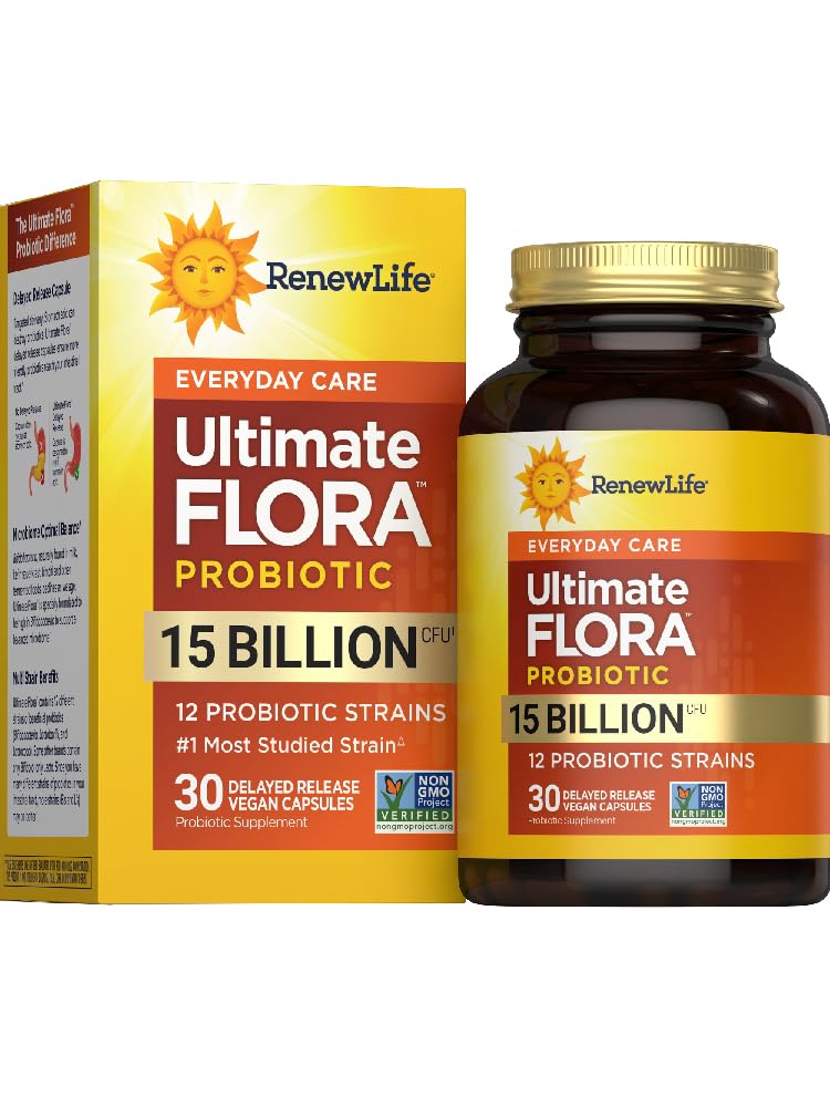 Renovar la vida Cada día Capsules probióticos, Suplemento diario apoya la salud urinaria, digestiva e inmunitaria, L. Rhamnosus GG, lácteos, soya y sin gluten, 15 millones CFU, 30 Conde