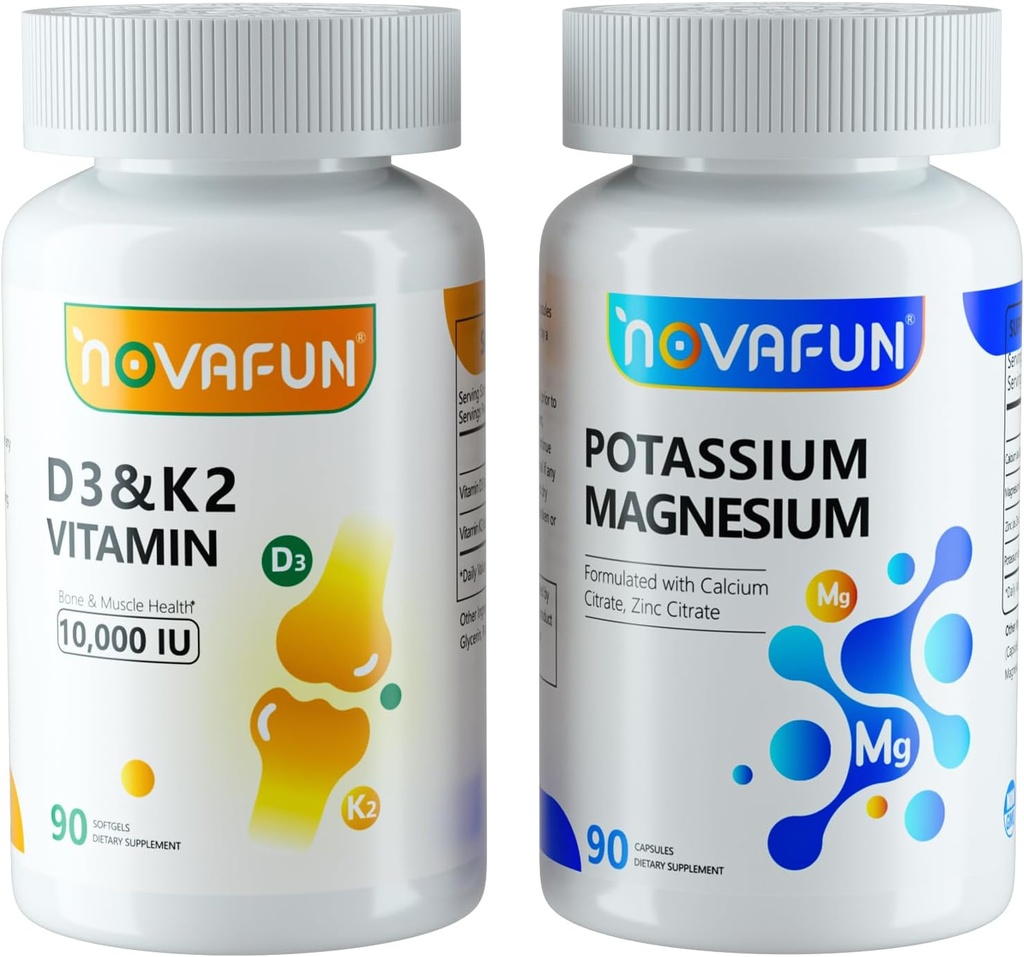 Magnesio de potasio con Zinc de calcio &amp; D3 K2 Suplementos de vitaminas Agrupación para el corazón, el hueso, la salud muscular