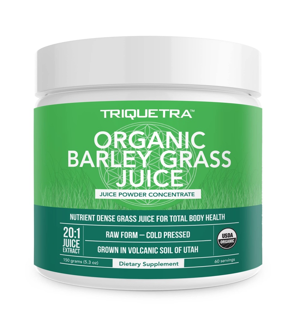 Orgánica Barley Grass Juice Powder - Grown in Volcanic Soil of Utah - Raw &amp; BioActive Form, Cold-Presed then CO2 Dried – Gluten Free, GMO free, Vegan - Complementos Wheatgrass Juice Powder - 5.3 oz